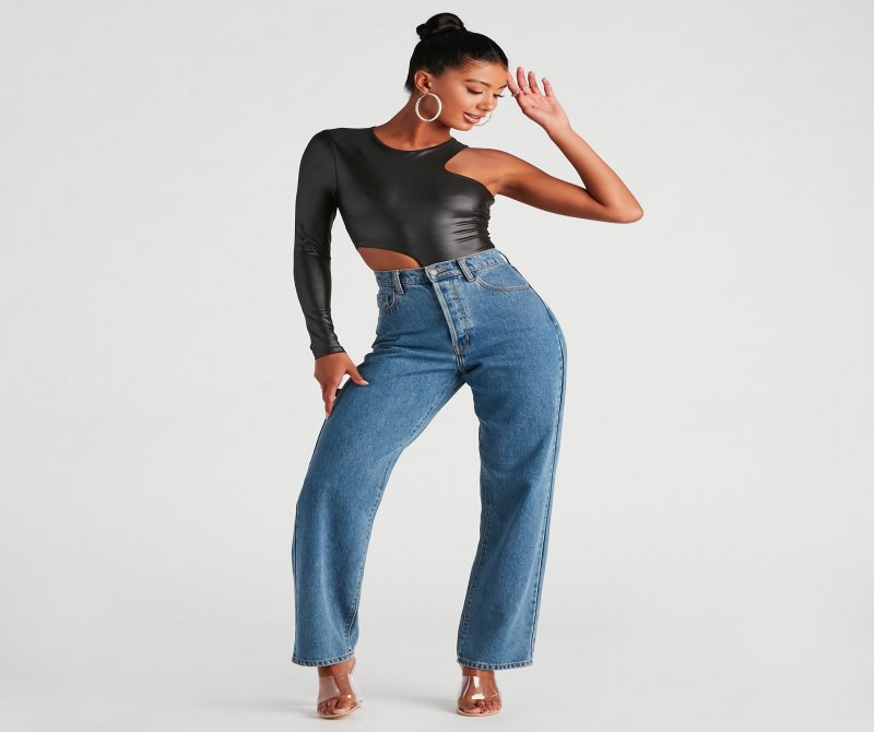 TableClothsUs My Edgy Side One Shoulder Bodysuit