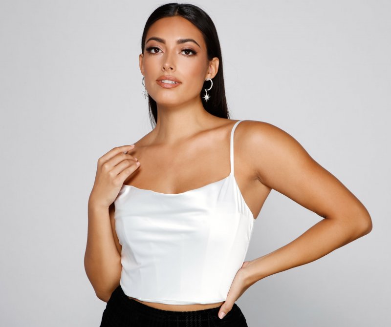 TableClothsUs Love Note Satin Cowl Crop Top