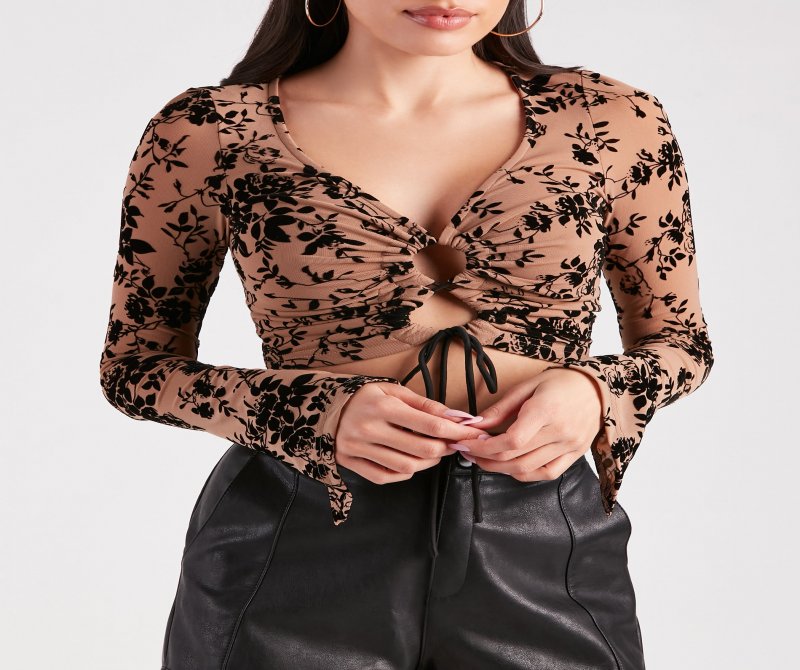 TableClothsUs Fancy Me Velvet Burnout Crop Top