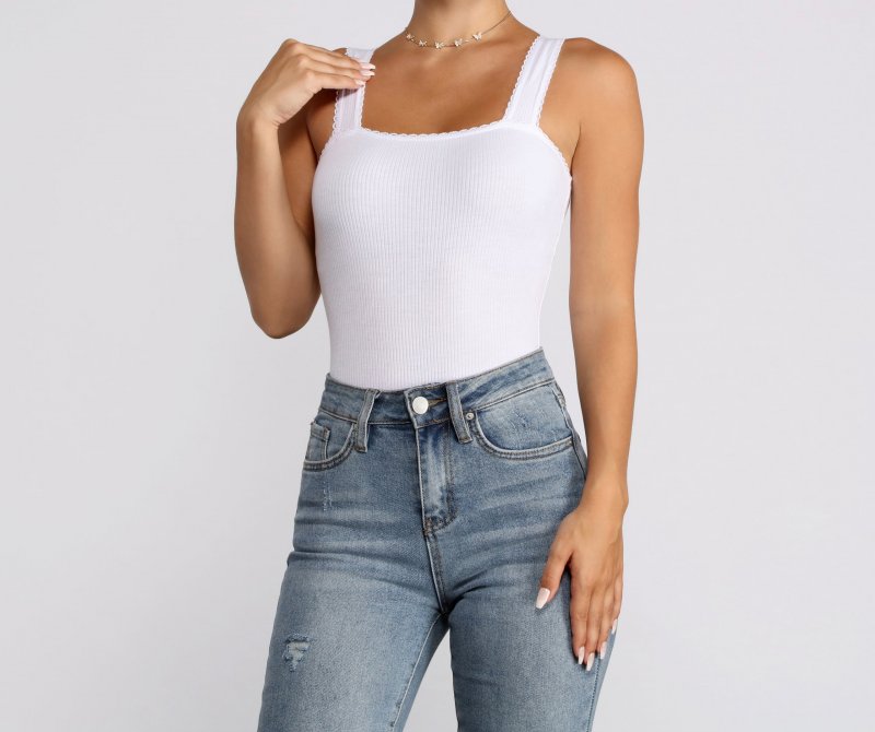 TableClothsUs Ribbed Scallop Trim Bodysuit